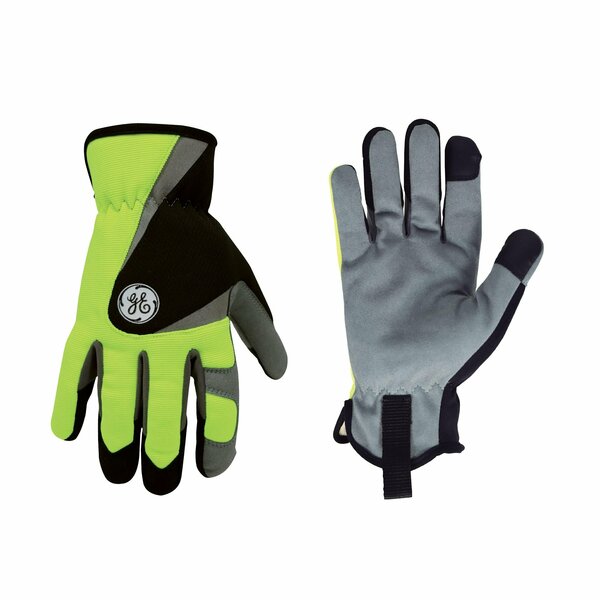 Ge Mechanics Gloves, XL, Black, Hi-Vis Green, Spandex GG402XLC